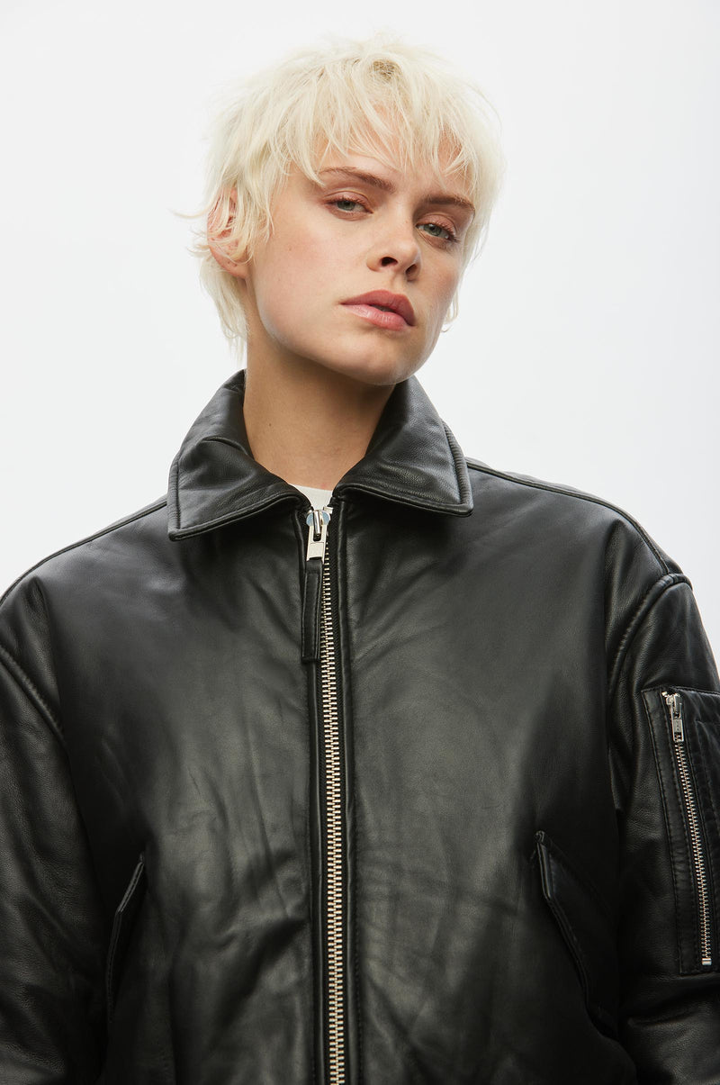 Pad Leather Bomber