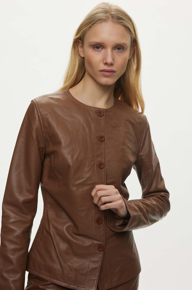 Scoop Leather Blouse