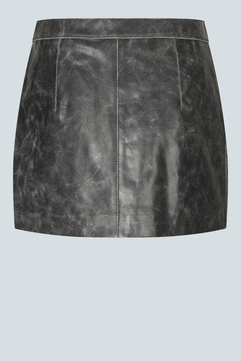 Worn Leather Mini Skirt